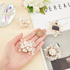 4Pcs 2 Styles Flower Alloy with Plastic Imitation Pearl Shoe Decorations&nbsp;FIND-CP0001-64