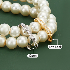 2Pcs 2 Colors Rhodium Plated 925 Sterling Silver Micro Pave Clear Cubic Zirconia Twister Clasps&nbsp;FIND-PH0018-35B