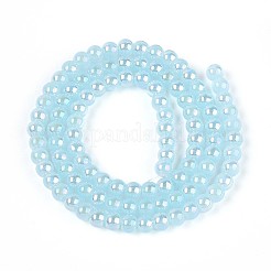 Electroplate Imitation Jade Glass Beads Strands&nbsp;GLAA-T032-J4mm-AB04