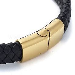Men's Braided Black PU Leather Cord Bracelets&nbsp;BJEW-K243-66B-G