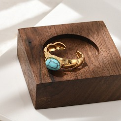 Natural Turquoise Finger Rings&nbsp;RJEW-Q006-01G-G