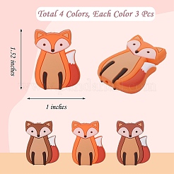 12Pcs 3 Colors Cartoon Fox Silicone Focal Beads&nbsp;JX716A