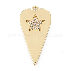 Brass Micro Pave Clear Cubic Zirconia Pendants&nbsp;KK-K255-07G