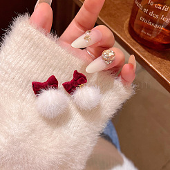 Bowknot with Round Alloy Polyester Dangle Stud Earrings&nbsp;FS-WG7608C-01