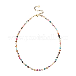 4MM Dyed Faceted Round Natural Agate Beaded Necklaces&nbsp;NJEW-JN05692