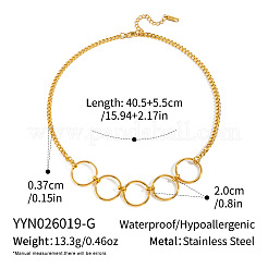 304 Stainless Steel Multi Ring Link Pendant Necklaces for Women&nbsp;JU1361-1