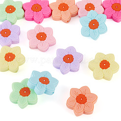 14Pcs 7 Colors Flower Food Grade Eco-Friendly Silicone Focal Beads&nbsp;SIL-TA0003-12
