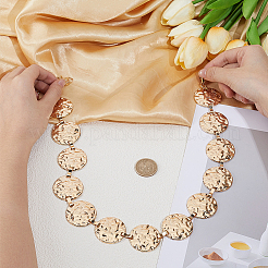 1Pc Alloy Textured Coin Link Chain Body Waist Chains for Women&nbsp;AJEW-GF0013-43