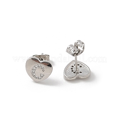 Rack Plating Brass Micro Pave Clear Cubic Zirconia Stud Earrings&nbsp;EJEW-K299-01P-C