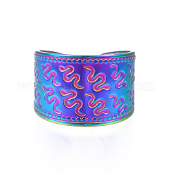 Ion Plating(IP) Rainbow Color 304 Stainless Steel Snake Pattern Open Cuff Ring&nbsp;RJEW-S405-257M