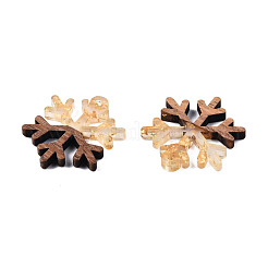 Christmas Theme Transparent Resin & Walnut Wood Pendants&nbsp;RESI-N025-033-A01