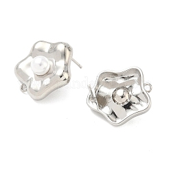 Brass Plastic Pearl Stud Earring Findings&nbsp;KK-G547-06P