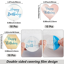 30Pcs 3 Styles Mirror Effect Acrylic Birthday Cupcake Insert Card Decoration&nbsp;AJEW-SP0001-64