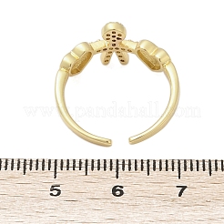 Brass Micro Pave Cubic Zirconia Adjustable Cuff Rings for Women&nbsp;RJEW-C129-11G