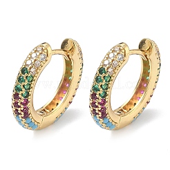 Brass Micro Pave Cubic Zirconia Hoop Earrings&nbsp;EJEW-C181-13G