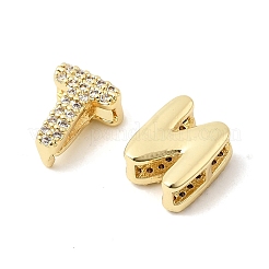 26Pcs 26 Styles Brass Micro Pave Clear Cubic Zirconia Initial Multi-strand Links&nbsp;KK-S520-01G-24