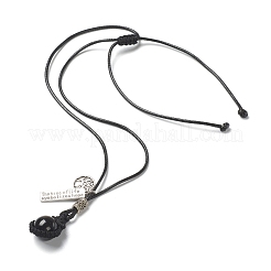 Adjustable Natural Gemstone Pendant Necklaces&nbsp;G-P445-A