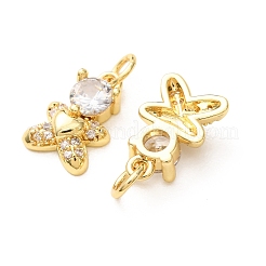 Brass Micro Pave Clear Cubic Zirconia Charms&nbsp;CU-E003-18G-03