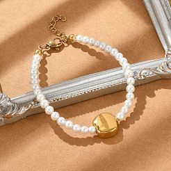 Plastic Imitation Pearl Beads Bracelets for Women&nbsp;BJEW-M056-12G