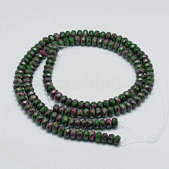 Faceted Natural Ruby in Zoisite Rondelle Beads Strands&nbsp;X-G-K090-04