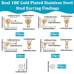 201 Stainless Steel Stud Earring Findings&nbsp;STAS-BBC0007-17