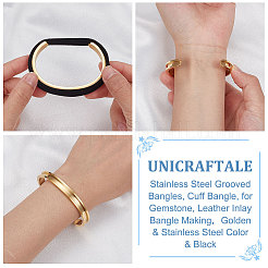 1PC 304 Stainless Steel Grooved Bangles&nbsp;FIND-UN0002-11