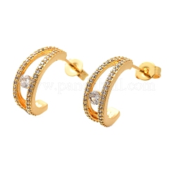 C-Shaped Brass Micro Pave Clear Cubic Zirconia Stud Earrings&nbsp;EJEW-C126-08G