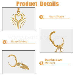 2Pairs 2 Colors 304 Stainless Steel Hoop Earrings&nbsp;EJEW-HS0001-25