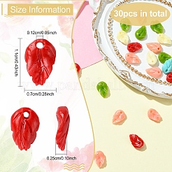 30Pcs Synthetic Coral Dyed Leaf Charms&nbsp;CORA-YW0001-02