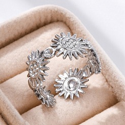 Sun 304 Stainless Steel Open Cuff Ring Components&nbsp;RJEW-F174-02P