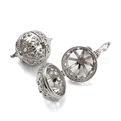 Rack Plating Brass Hollow Round Cage Pendants&nbsp;KK-P238-04P