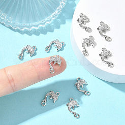 SHEGRACE Brass Micro Pave Clear Cubic Zirconia Dolphin Links Connector Charms&nbsp;XGRQ3K419-568P