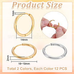 12Pairs 2 Colors 202 Stainless Steel Huggie Hoop Earrings&nbsp;EJEW-UN0003-18