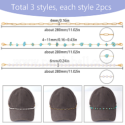 6Pcs 3 Styles Synthetic Turquoise Chips & Plastic Pearl Baseball Cap Chain&nbsp;AJEW-SC0003-55