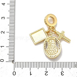 Brass Micro Pave Clear Cubic Zirconia European Dangle Charms&nbsp;KK-D235-17G