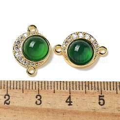Brass Micro Pave Clear Cubic Zirconia Connector Charms&nbsp;KK-R210-30G-01