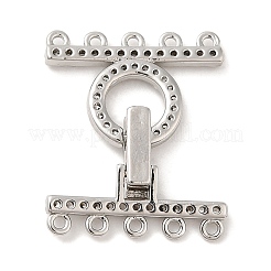 Rack Plating Brass Micro Pave Clear Cubic Zirconia Fold Over Clasps&nbsp;KK-H447-17P