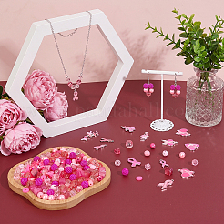 Pink Awareness Ribbon Theme DIY Jewelry Making Finding Kits&nbsp;DIY-PH0032-28