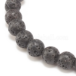 Natural Lava Rock Stretch Bracelet with Alloy Turtle Beaded&nbsp;BJEW-JB08309-02