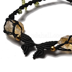 Natural Yellow Quartz & Peridot & Synthetic Hematite Nuggets Braided Bead Bracelet&nbsp;BJEW-B073-01C