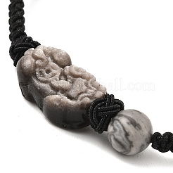 Natural Mixed Gemstone Pixiu Braided Bead Bracelet&nbsp;BJEW-K330-01