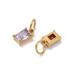304 Stainless Steel Pave Cubic Zirconia Charms&nbsp;CU-CBABCF3-01G