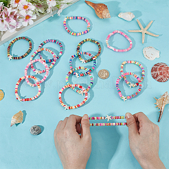 14Pcs 7 Colors Handmade Plum Polymer Clay Beads Stretch Bracelets&nbsp;BJEW-BC00001