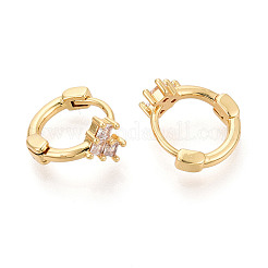 Heart Brass Micro Pave Clear Cubic Zirconia Hoop Earrings&nbsp;EJEW-N063-04G