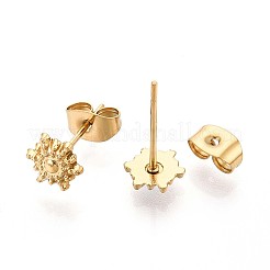 304 Stainless Steel Sun Stud Earrings for Women&nbsp;EJEW-C004-09G