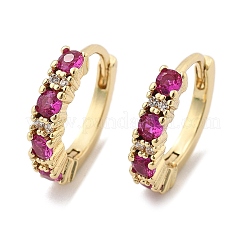 Real 18K Gold Plated Brass Cubic Zirconia Huggie Hoop Earrings&nbsp;EJEW-C012-08