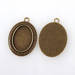 Vintage Tibetan Alloy Pendant Cabochon Bezel Settings&nbsp;TIBEP-M018-39AB-NF