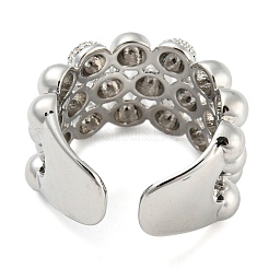 Brass Round Beaded Open Cuff Ring&nbsp;RJEW-Q782-01P