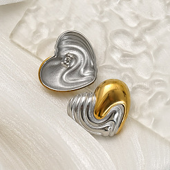 Two Tone 304 Stainless Steel Stud Earrings for Women&nbsp;WGF242D-01