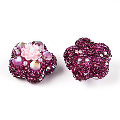 Flower Shape Polymer Clay Rhinestone Beads&nbsp;CLAY-U023-01K